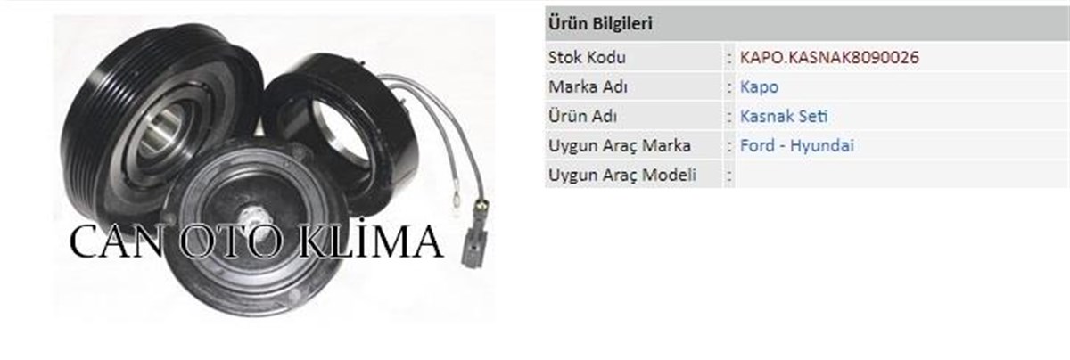 Klima Kompresör Kasnak Seti 6pk 132mm Ford Hyundai Kia | Kapo Kasnak8090026