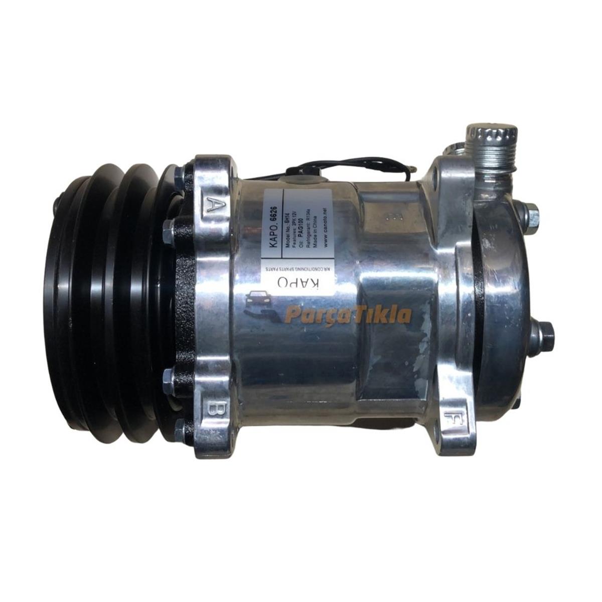 Klima Kompresörü 12v 2pk V Kayış 5h14 Üstten Çıkış İnce Kalın Kasnak Çapı : 132mm | Kapo 6626