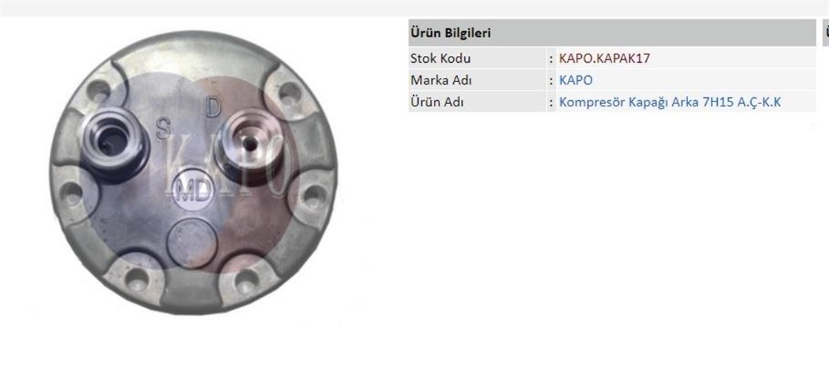 Kompresör Arka Kapak 7h15 Arkadan Çıkışlı K.k | Kapo Kapak17