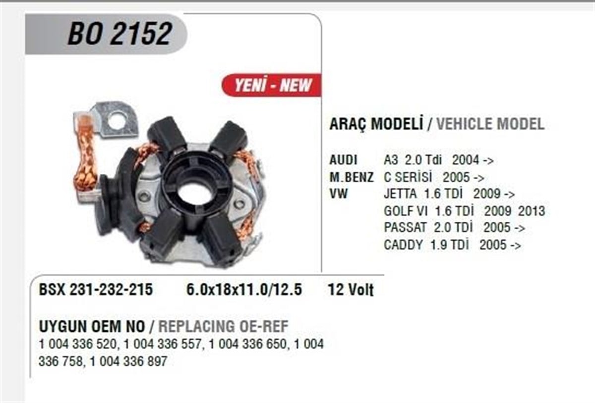 Kömür Yuvası 12v Audı A3 Mercedes C Serisi Vw Tdı | Mega Bo2152