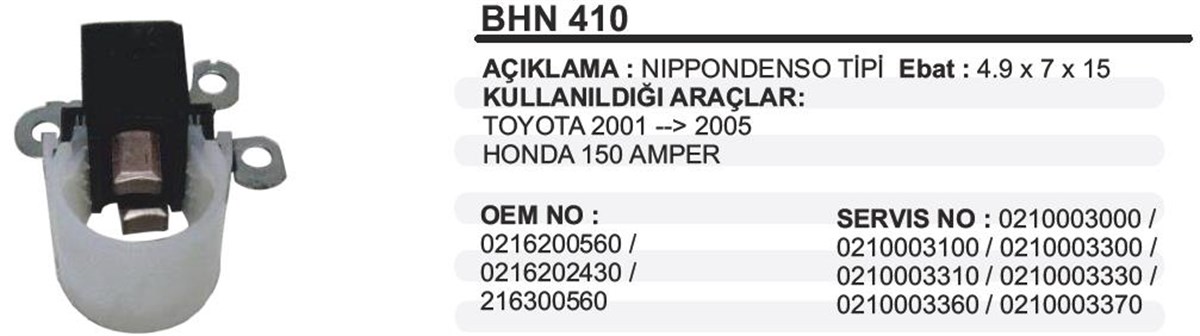 Kömür Yuvası 3ayak Corolla Honda Bhn410 | Ith Bhn410