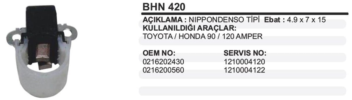 Kömür Yuvası Alt Toyota Corolla Honda Hn420 | Ith Bhn420