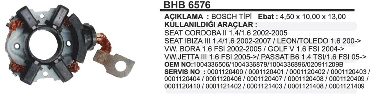 Kömür Yuvası Audi Seat Skoda Vw 4,6*10bhb6576 | Ith Bhb6576