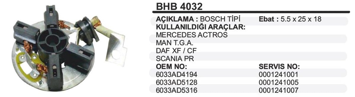 Kömür Yuvası Daf Tır Bosch Tipbhb4032 Mega-bo2171 Mercedes Actros Man Tga Daf Xf Cf Scanıa Pr Deutz | Ith Bhb4032