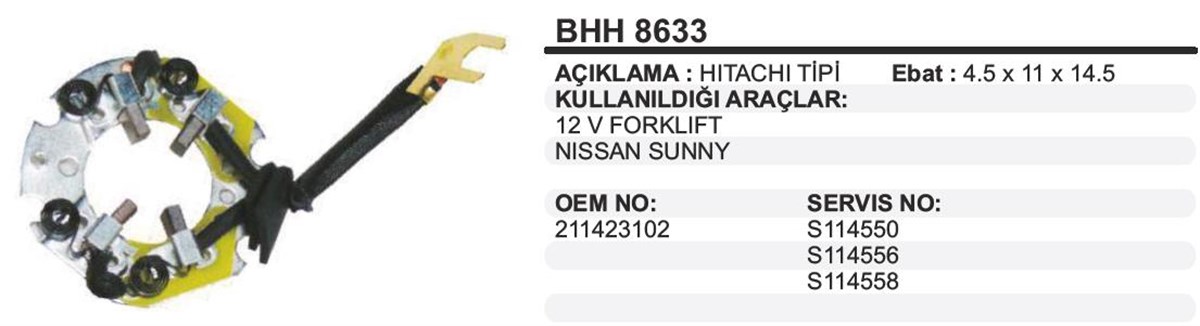 Kömür Yuvası Hitachi Tip Forklift Honda Cıvıc Bhh8633 Hyundai Accent | Ith Bhh8633