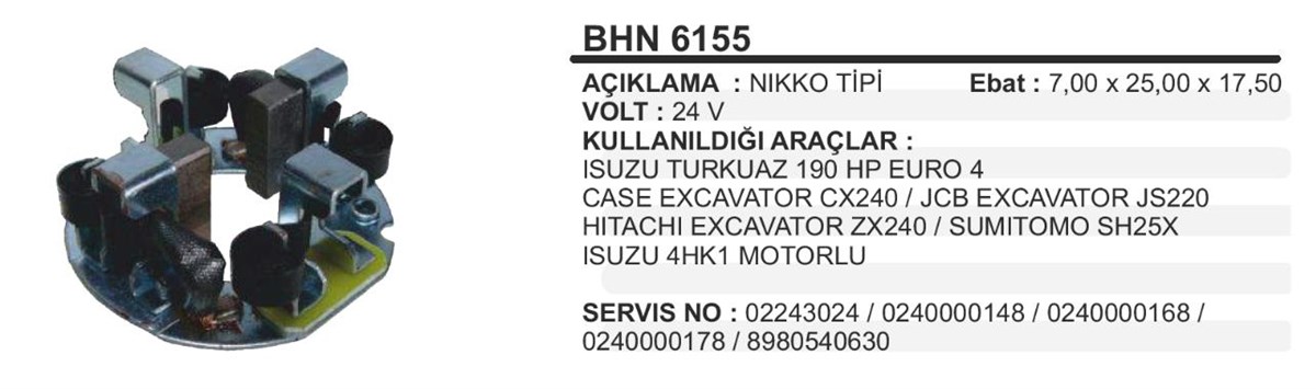 Kömür Yuvası Nıkko Tip Isuzu Turkuaz 190hp Euro4 Case Excavatör Jcb Sumitoma | Ith Bhn6155