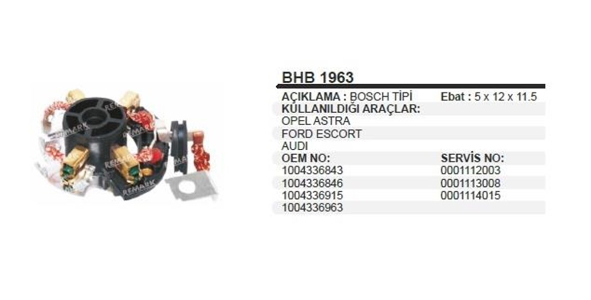 Kömür Yuvası Opel Astra Ford Escort Audi Bosch Tip Bhb1963 | Martek Bhb1963