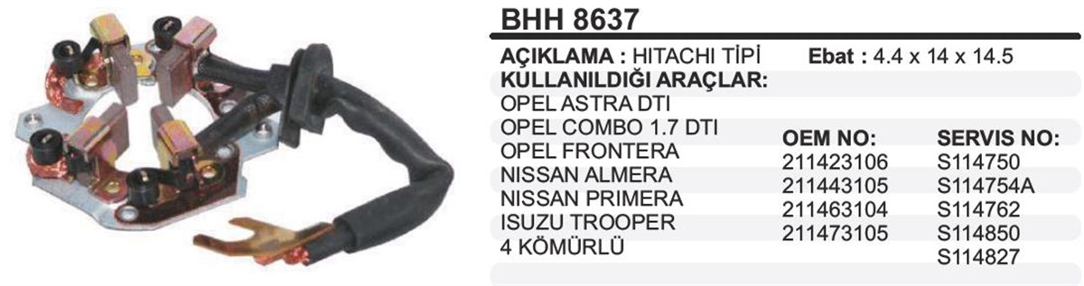 Kömür Yuvası Opel Combo Dizel Nissan Renaul Yanmar Bmw Yamaha 100beygir 115 Beygir Toyota Avensis | Ith Bhh8637