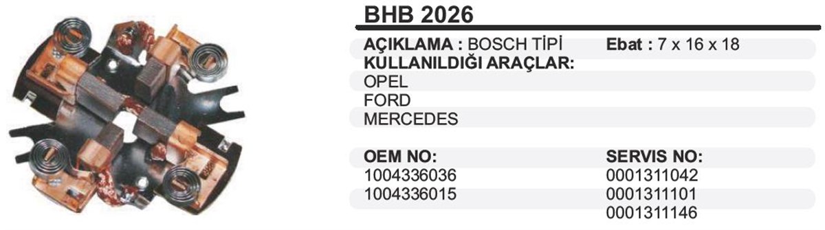 Kömür Yuvası Opel Ford Mercedes Benz (7x16x18) | Ith Bhb2026