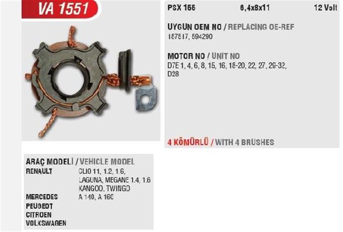 Kömür Yuvası Renault Clio 2 1.2-1.6 Laguna-megane 1.4-1.6 Kangoo | Mega Va1551