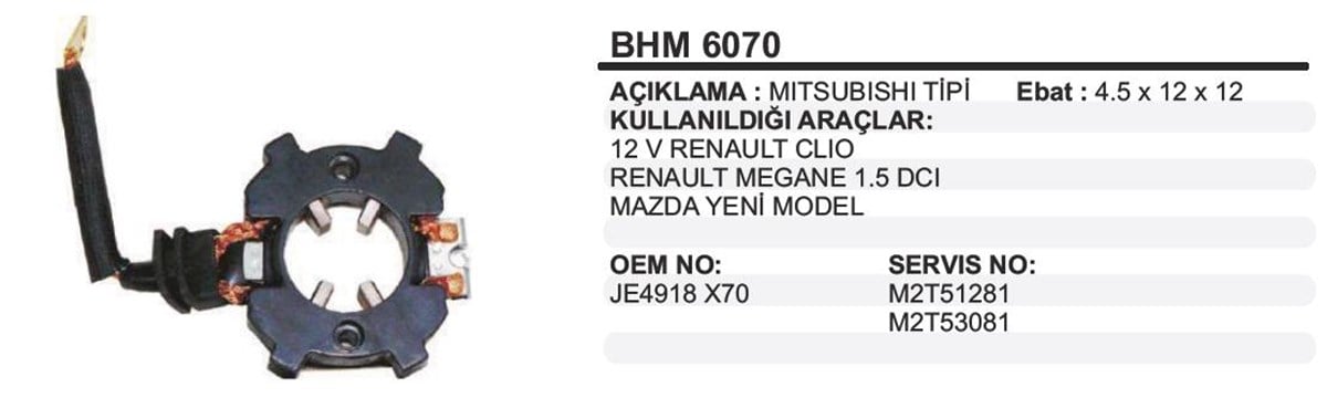 Kömür Yuvası Reno Clio Megan 1,5 Mazda Ym Bhm6070 | Ith Bhm6070
