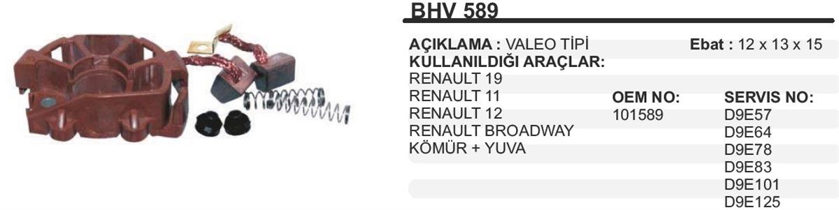 Kömür Yuvası Valeo Tip R9  Val1330 | Ith Bhv589