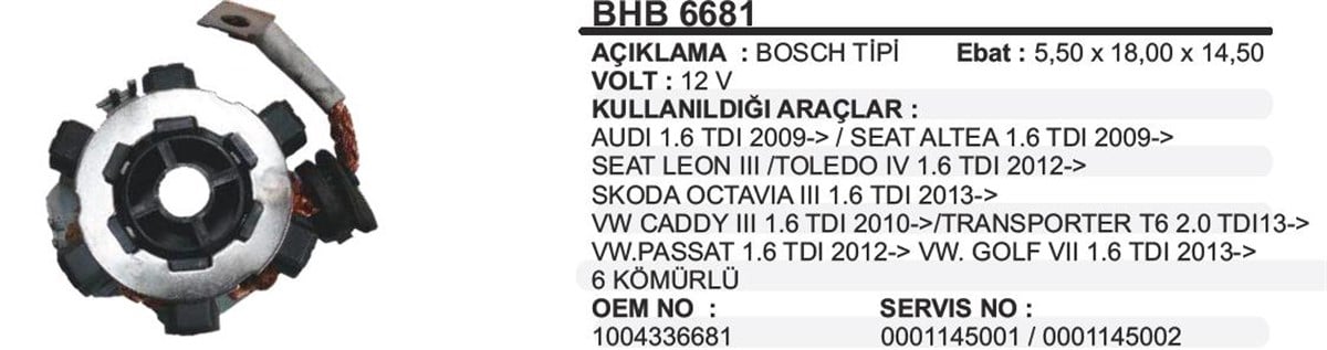 Kömür Yuvası Vw T6-passat-start Stop-6köm Bhb6681 | Ith Bhb6681