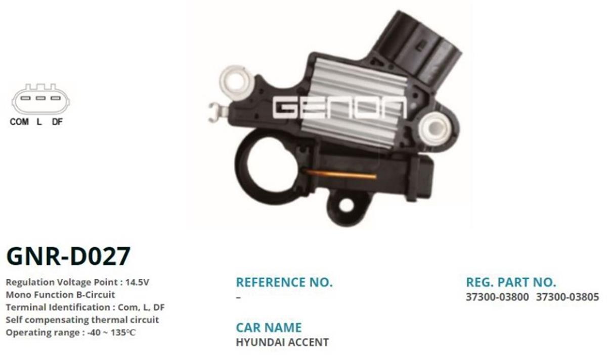 Konjektör 12v Hyundai Accent Blue İ20 Ceed Rio Benzinli | Genon Gnrd027