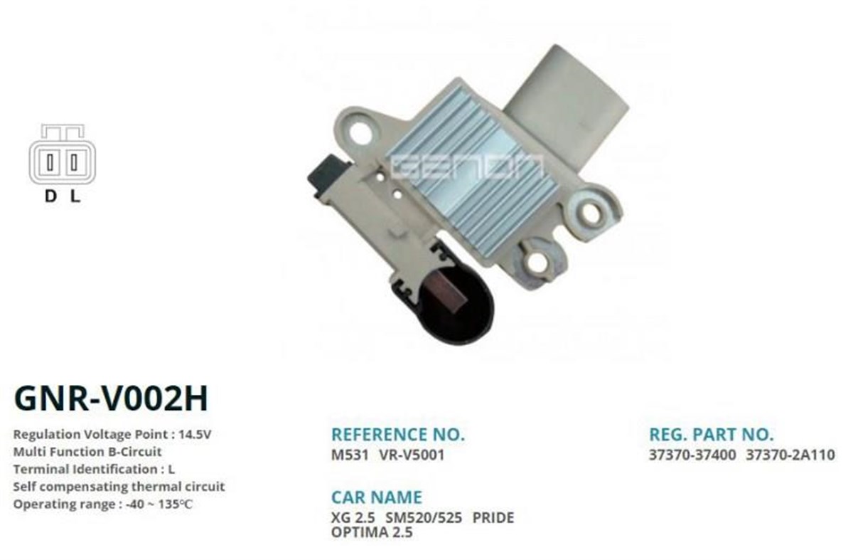 Konjektör 12v Hyundai Accent Era Getz (gnrv002a Uyumlu) (l) M531 | Genon Gnrv002h