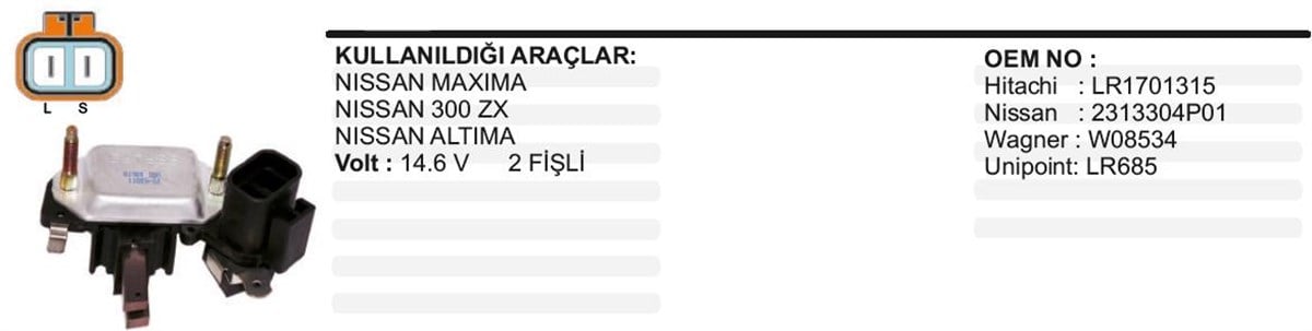 Konjektör 12v Mazda Nissan Hitachi Tip 231853 Nıssan Maxıma/300 Zx | Cargo 231853