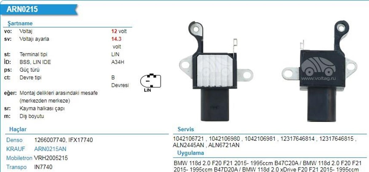 Konjektör 14.3v Denso Tipi (bmw 5 X3 X4 X5 2.0d 2010->) (dan1469 Lın) | Wınwın In6403