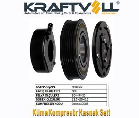 Klima Kompresör Kasnak Seti 6pk 92mm Fıat Doblo 1,3 Multijet Toyota Avensis Corolla | Kraftvol L19011067