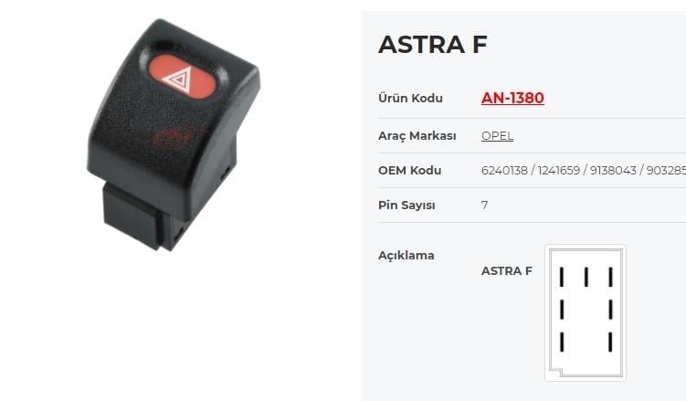 Flaşör Anahtarı Opel Astra F |