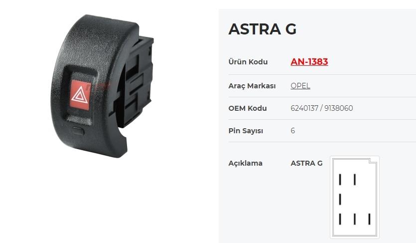 Flaşör Anahtarı Opel Astra G 6pın |