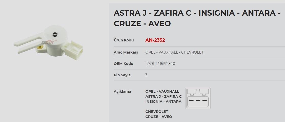 Fren Pedal Müşürü Astra J Insıgna Cruze |