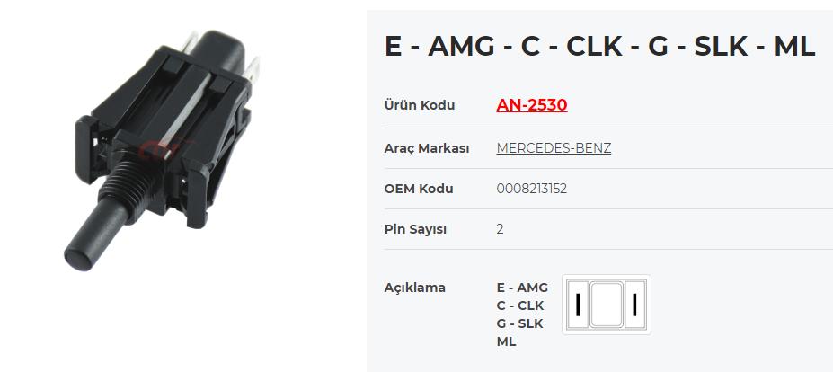 Kapı Müşürü Kapı Işık Butonu Mercedes Sprinter 06 Sağ Tekli An2530 |
