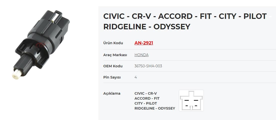 Fren Müşürü Honda Accord Cıvıc Crv Cıty |
