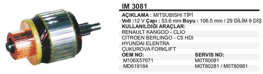 Marş Kollektörü 12v 9diş Mıtsubıshı Tıpı Renault Kangoo Clio Cıtroen Berlıngo Hdı Cukurova Forklift (m106t57671 M106x57671) | Levmark Im3081