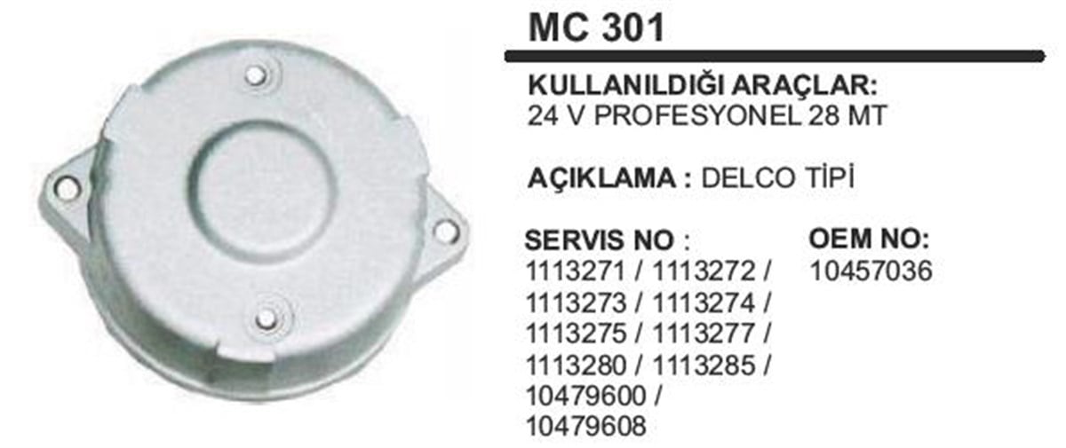 Marş Arka Kapak Bmc Pro 28mt Profesyonel Delco Tip-mc301 | Ith Mkmc301
