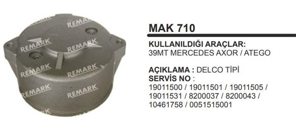 Marş Arka Kapak Delco 39mt Mercedes Axor Atego Renault Renault Volvo Fh16 Tır Magnum Ae390 Ae430 Tır | Ith Mkmc710