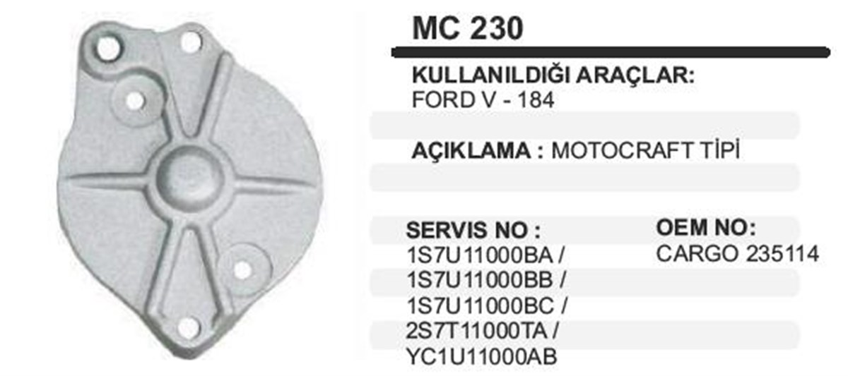Marş Arka Kapak Ford Transit-v184-motograf-mc230 | Aes Mc230