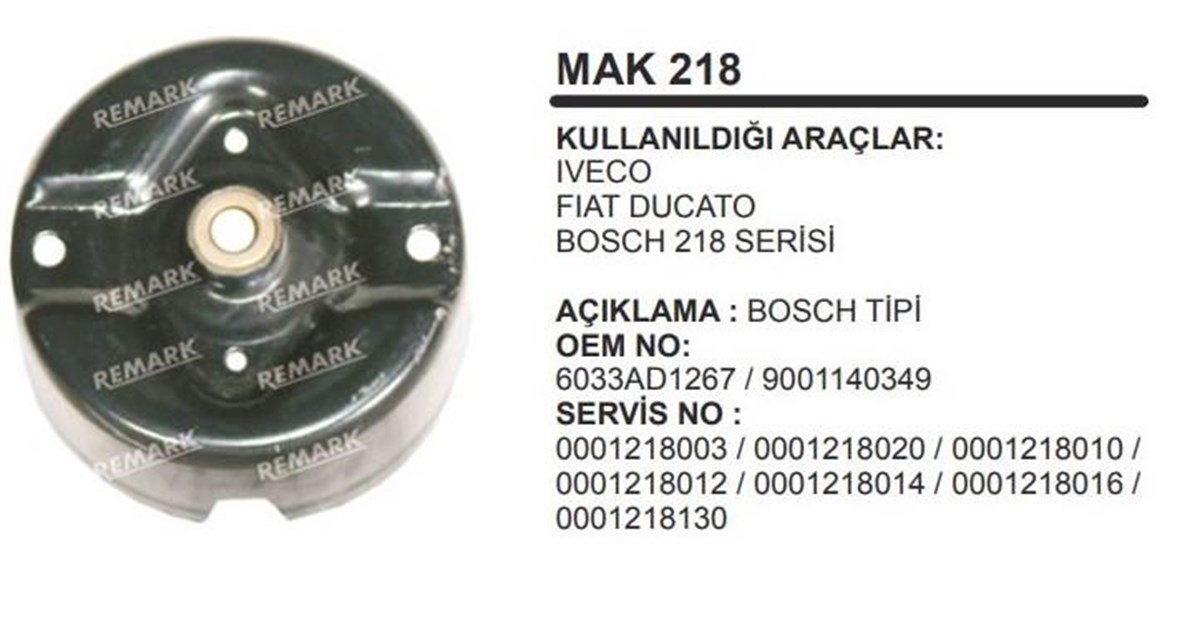 Marş Arka Kapak Iveco Ducato Jeep Cherokee 2.1td 1985-1987; Jeep Comanche 2.1l 1985-1987; Jeep Wagoneer 2.1l 1985-1987; Renault | Remark Mc218