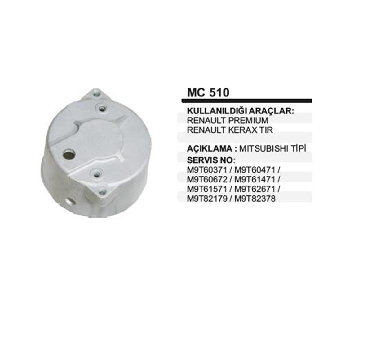 Marş Arka Kapak Renault Mercedes Tır Ford Cargo Iveco Mıtsubıshı Tip | Aes Mc510