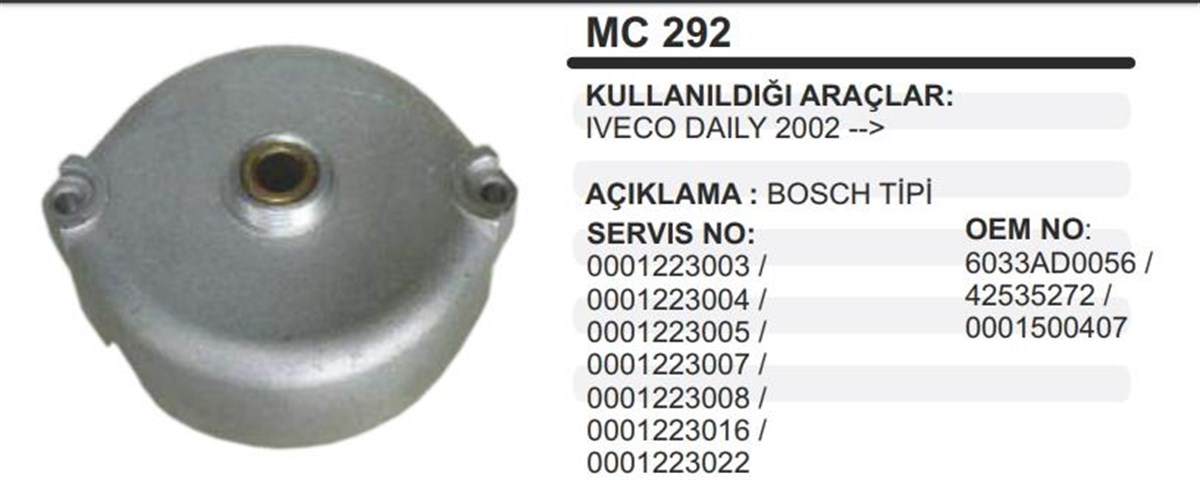 Marş Arka Kapak İveco Daıly Ym Renaut Diesel Iveco Daıly 29-35-50-60 Turbo | Remark Mc292
