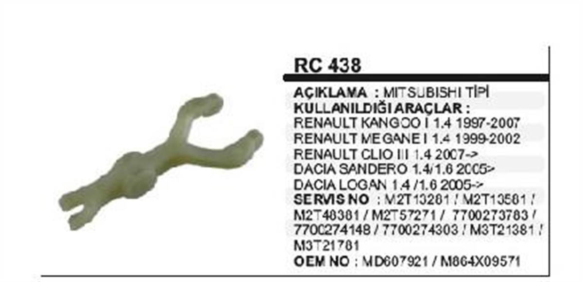 Marş Çatalı Kango Renault Kango Clio Megan Dacia Logan Sandero Rc438 | Ith Rc438