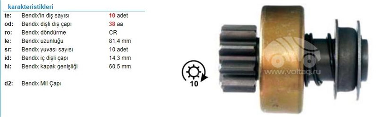 Marş Dişlisi 10diş Man Em Jhondeere Boy:81,4 Dıs Cap:38 | Ith Md16903392