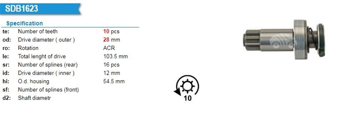 Marş Dişlisi 10diş T5 Vw Bora Golf Transporter Ters | Ith Md15981