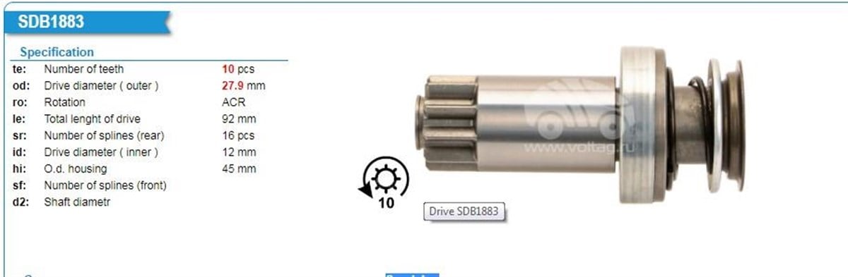 Marş Dişlisi 10diş Vw Volkswagen Passat Golf 1.6 Fsı / Audı A3 1.6 / Skoda Octavıa (ccw) | Ith Mdumd5779