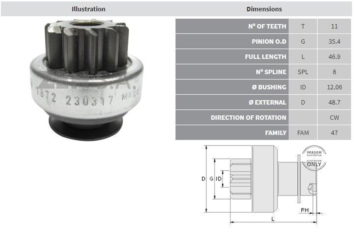 Marş Dişlisi 11diş Hyundai H100 H1 2.5 Crdi K2500 | Ith Mdvl17200k