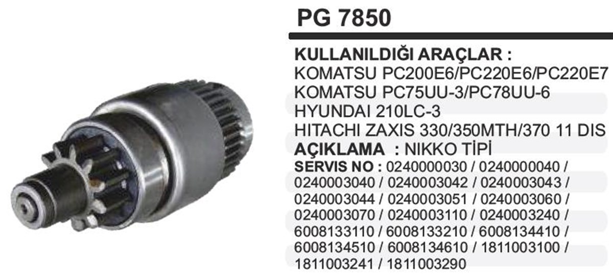 Marş Dişlisi 11diş Kavasaki Kobelco Pg7850 | Ith Mdpg7850