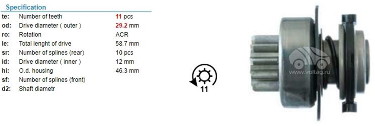 Marş Dişlisi 11diş Lada Samara Ters/zen805/15805 | Ith Mdumd5599