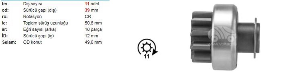 Marş Dişlisi 11diş Toyota Corolla Avensis 2.0 D-4d Verso Rav-4 2.2 D-4d (umm-3365) | Ith Mdumd5836