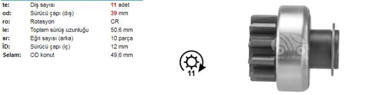 Marş Dişlisi 11diş Toyota Corolla Avensis 2.0 D-4d Verso Rav-4 2.2 D-4d (umm-3365) | Ith Mdumd5836