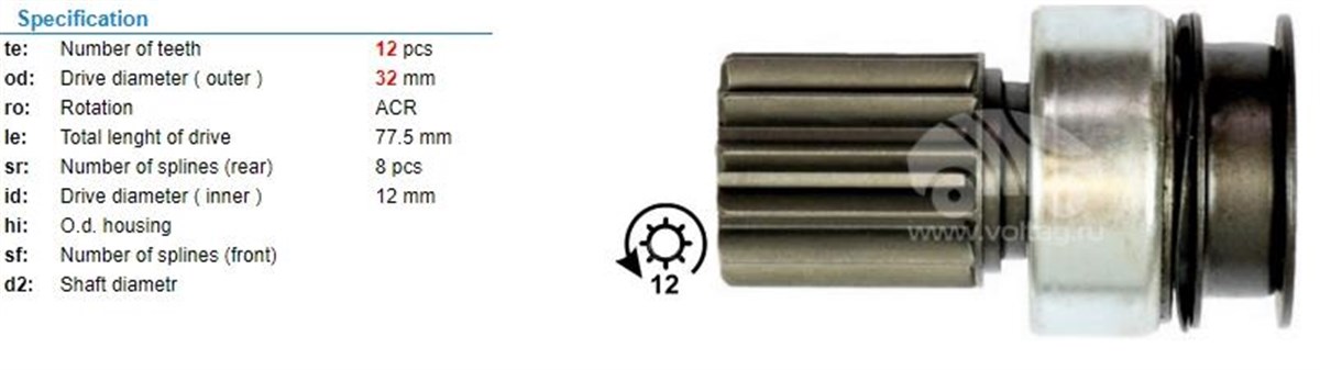 Marş Dişlisi 12diş Ters Mits.colt Merc.br1979302c | Ith Mdbrd1979302c