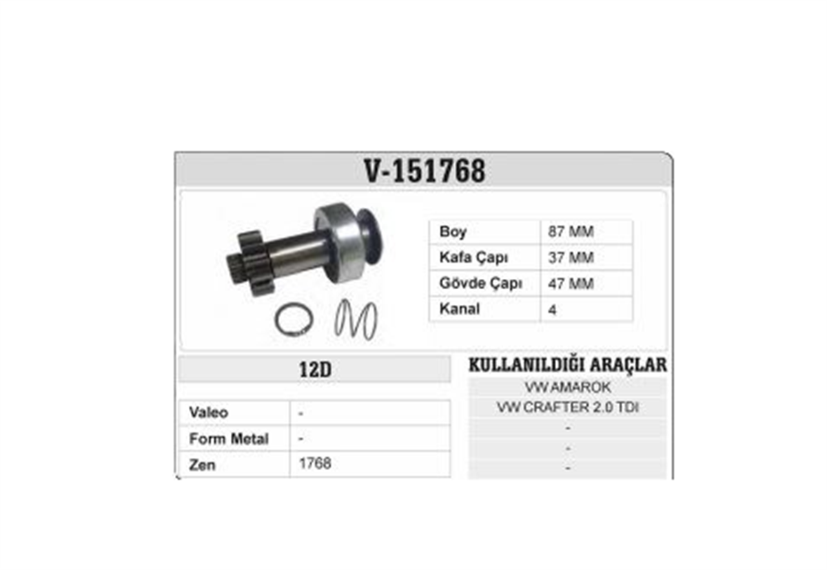 Marş Dişlisi 12diş Vw Amarok Crafter 151768 Dodo-1047111 71517680 Zen1768 12val1768 Umd5806 595683 | Wınwın 151768