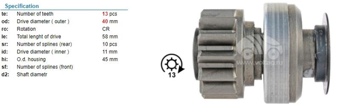 Marş Dişlisi 13diş Hyundai I20 Ix20 Crdi İ30 1.6 Crdı Kia Rio Cerato Land Rover Rower | Ith Mdumd5818