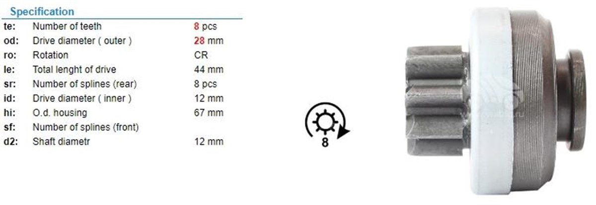 Marş Dişlisi 8diş Hyundai Elentra Era Kia Dıslısı 8 Dıs Hyundaı Accent Getz 1.5 Crdı I20 I30 1.6 Crdı / Kıa Rıo Iı 1.5 | Ith Mdumd5452