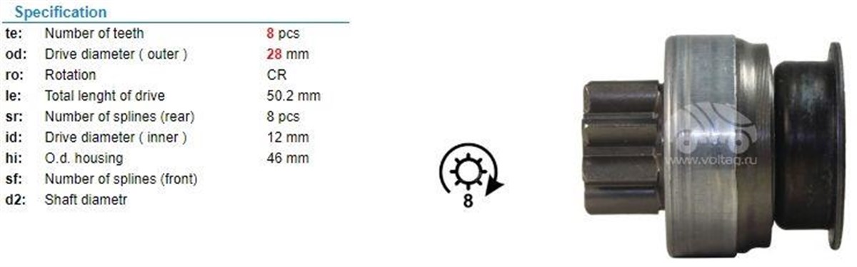 Marş Dişlisi 8diş Mıtsubıshı Tip Hyundai Accent Elentrai30 Galant Jeep Eagle Suzuki | Valeo 595904