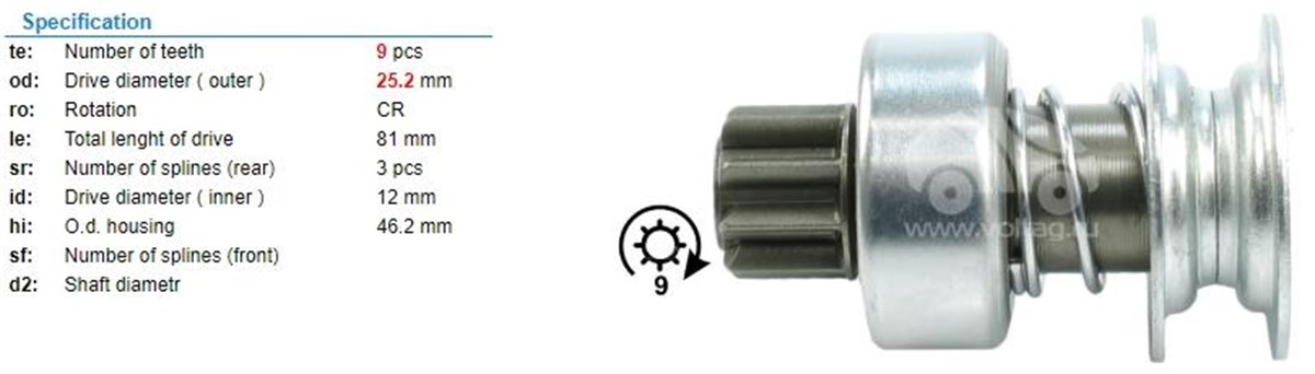 Marş Dişlisi 9diş Chevrolet Usa Uzun Dişli 207 | Ith Mdumd5405