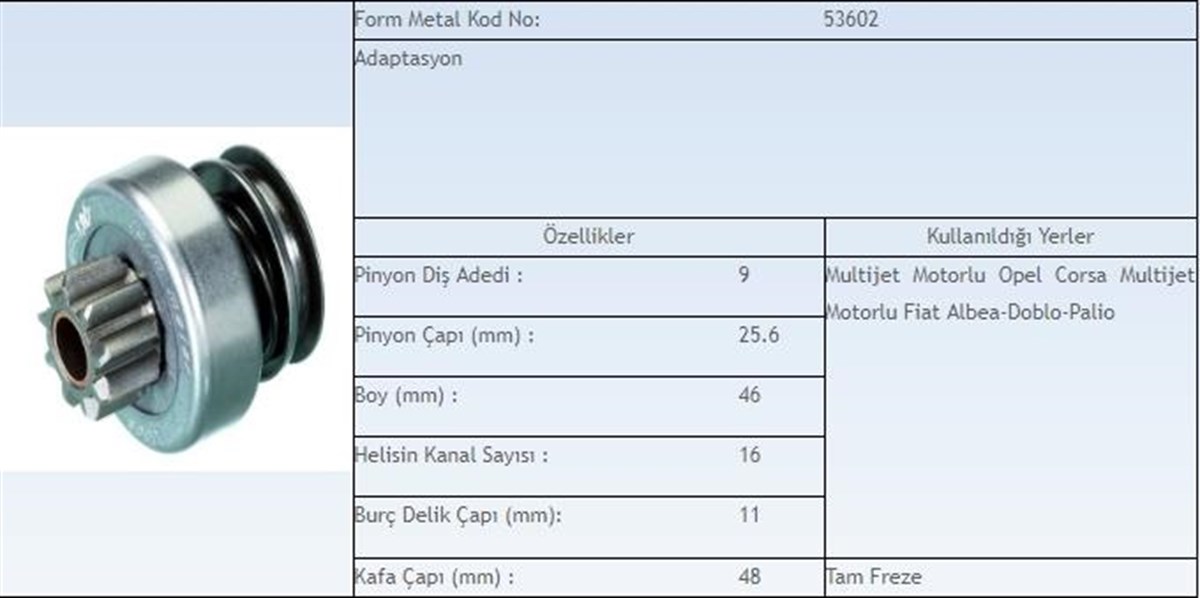 Marş Dişlisi 9diş Fiat Multijet 1,3 Form53602 | Ith Md15807